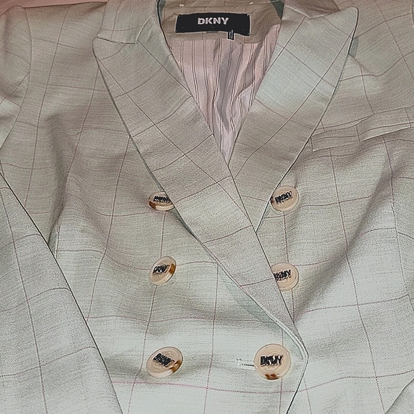 DKNY WOMEN'S DOUBLE BREASTED BLAZER IN MINT GREEN DOUBLE-BREASTED PATTERN - Picture 4 of 8